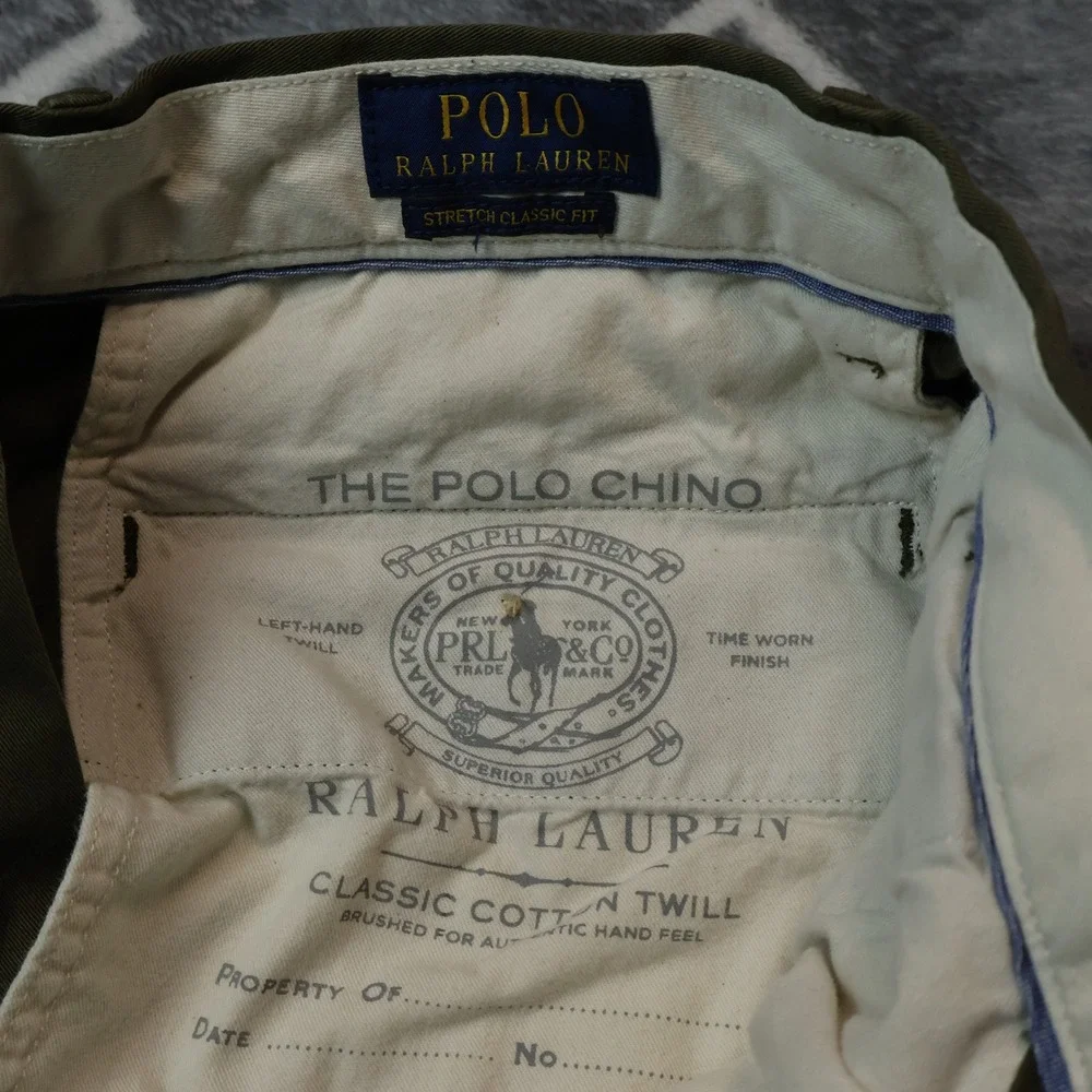 Polo Ralph Lauren Stretch Classic Fit Chinos Olive Green Mens 30/32 Pants
